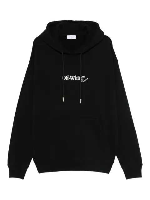 Off-White logo-embroidered drawstring hoodie Black OMBB085F25FLE00F1001