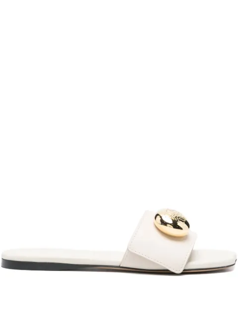 LOEWE leather circular-embellishment sandals Neutrals L815465XB0