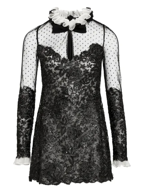 Giambattista Valli embroidered ruffled-collar dress Black 25FWSVTE500784BIS