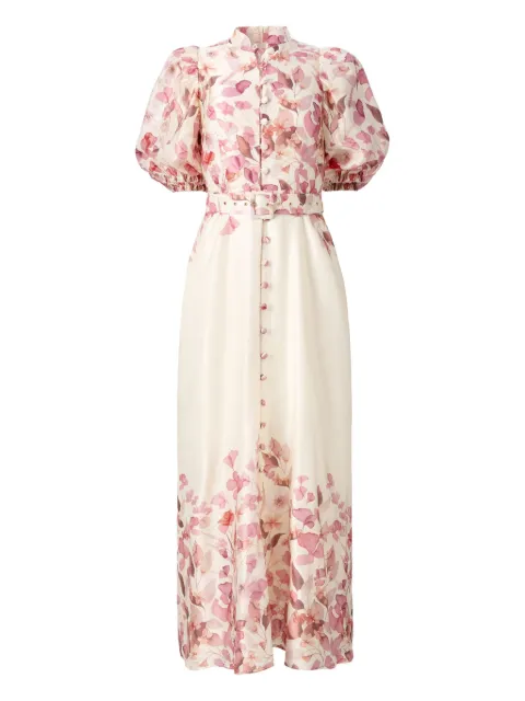 MOOS STUDIO Rosewind puff-sleeve floral-print dress Pink MOOS270
