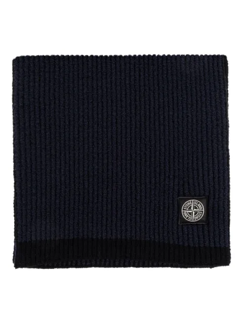Stone Island ribbed Compass-patch scarf Blue K2S15N200001S00L8