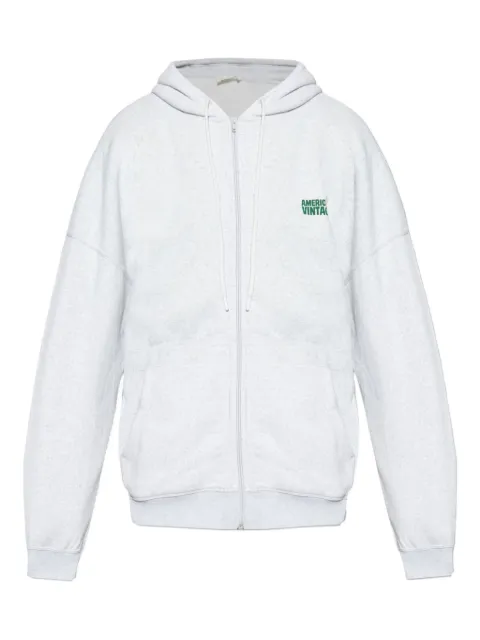 American Vintage logo-embroidered zip-up hoodie Grey MBAP03CH25