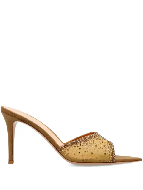Gianvito Rossi 85mm Rania crystal-embellished sandals Gold G1504085RICBOR