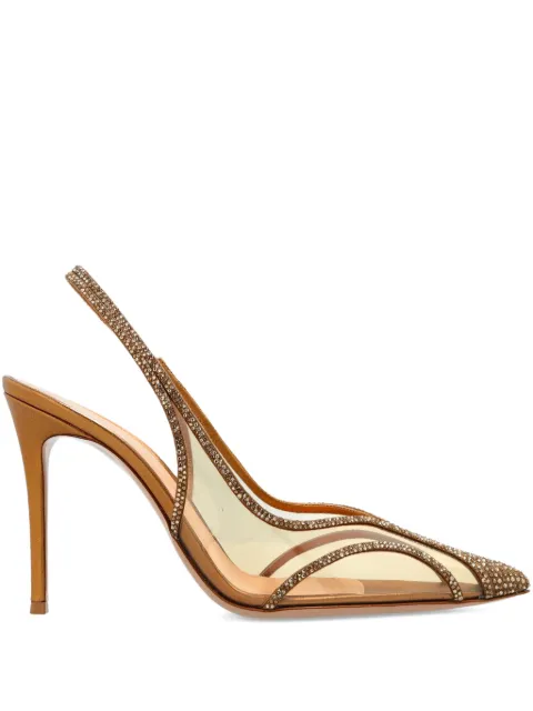 Gianvito Rossi 95mm Brenda crystal-embellished slingback pumps Gold G9551295RIC
