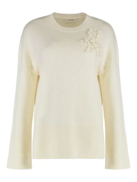 P.A.R.O.S.H. floral-appliqué bell-sleeve sweater Neutrals D540905RLOIRA
