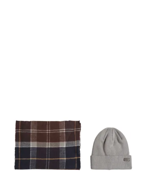 Barbour checked scarf and beanie set Blue MGS0079TN38