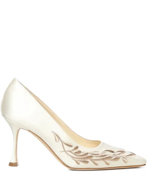 Manolo Blahnik embroidered-paisley pumps White 32530011309