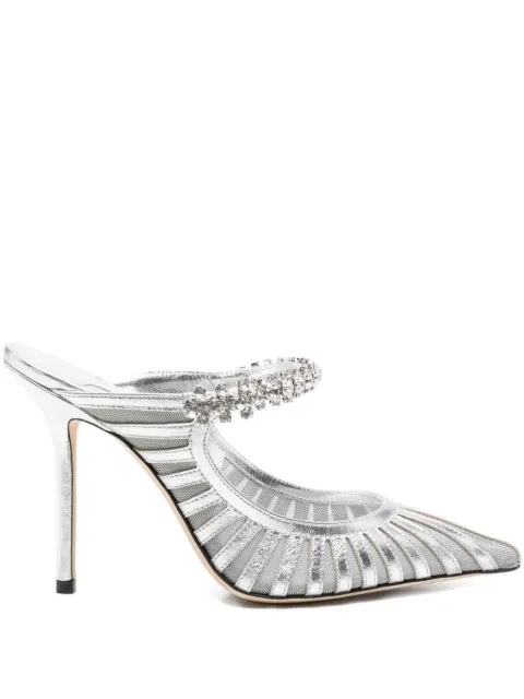 Jimmy Choo 100mm Bing crystal-embellished mules Silver BING100GDJ