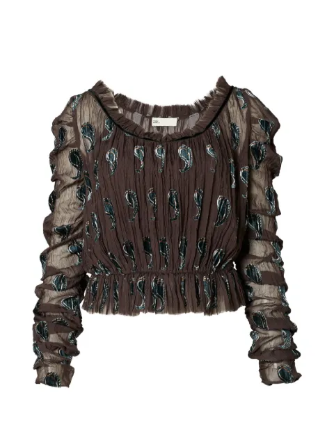 Tory Burch ruched velvet top Brown 176414