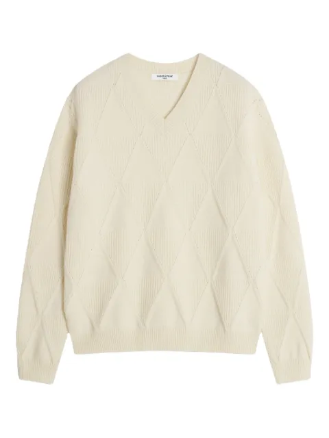 Maison Kitsuné diamond-pattern wool sweater Neutrals PM00809KT1169