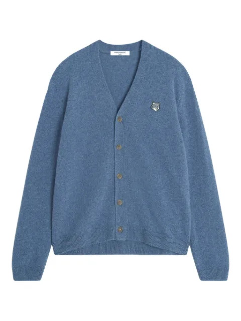 Maison Kitsuné fox head-patch wool cardigan Blue PM00502KT1006