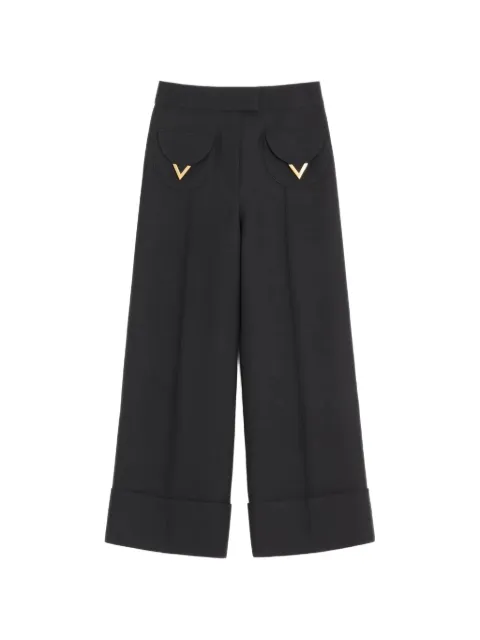 Valentino Garavani Crepe Couture con V gold trousers Black BRB7251CF