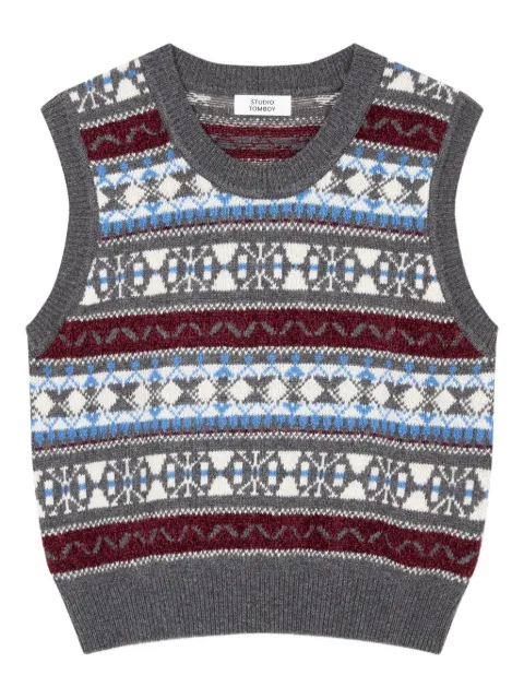 TOMBOY pattern rib knit vest Grey 9105452100