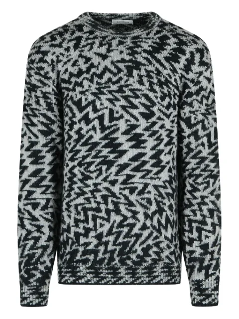 Laneus abstract-pattern crew-neck sweater Grey F5LAMAJP159