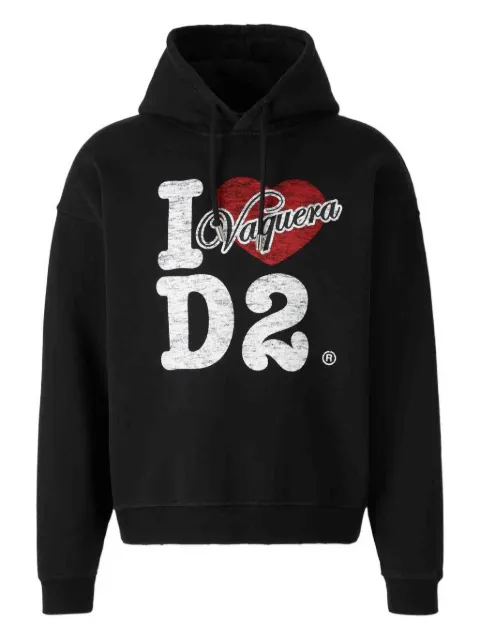 DSQUARED2 logo-print cotton hoodie Black S71GU0747S25516