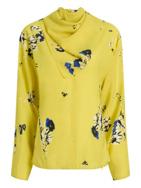 Proenza Schouler floral-print draped-neck blouse Yellow R2544001BYP297S