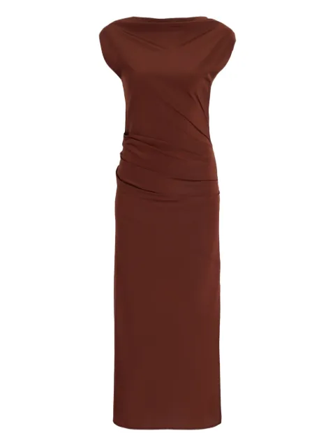 Proenza Schouler draped cowl-neck midi day dress Brown R2543026BY297