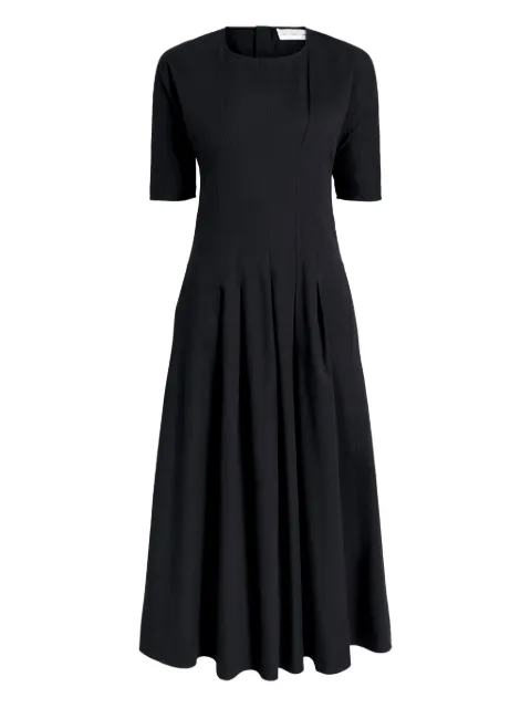 Proenza Schouler White Label Ainsley pleated short-sleeve midi dress Black WL2543588AC145