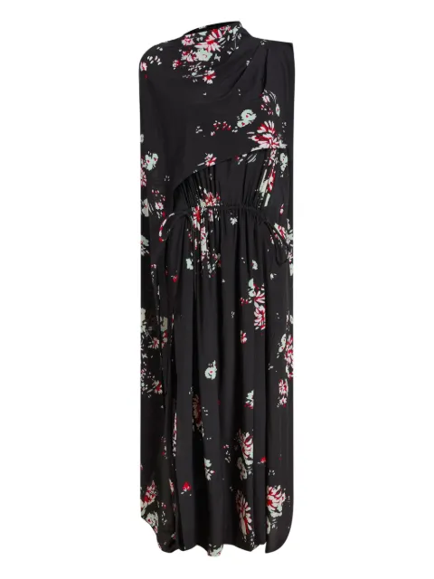 Proenza Schouler floral-print cape midi day dress Black R2543002BYP297S