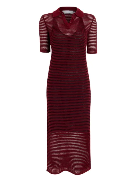 Proenza Schouler White Label Meline striped polo-collar midi dress Red WL2547622KW188S