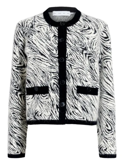 Proenza Schouler White Label Amina zebra-print cardigan Black WL2547634KA006