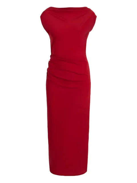 Proenza Schouler draped cowl-neck midi day dress Red R2543026BY297