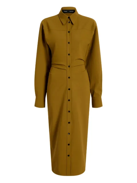 Proenza Schouler button-down cinched shirt midi day dress Brown R2543028BC026B