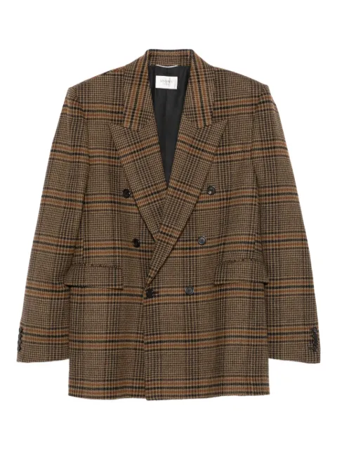 Saint Laurent double-breasted checked blazer Brown 835102Y9I70