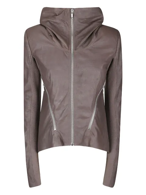 Rick Owens Naska zip-front leather biker jacket Brown RP02E4735LBA
