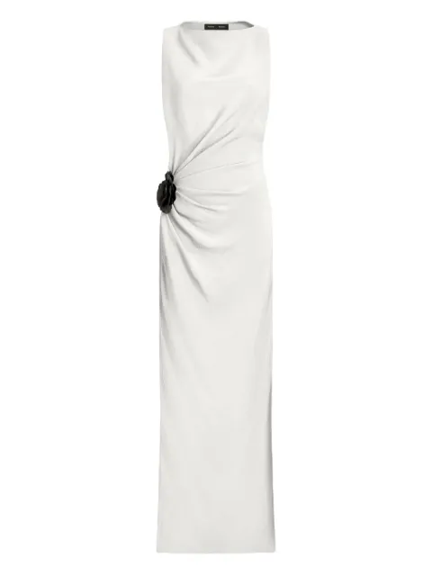 Proenza Schouler rose-embellished draped maxi evening dress White R2543031BBY116