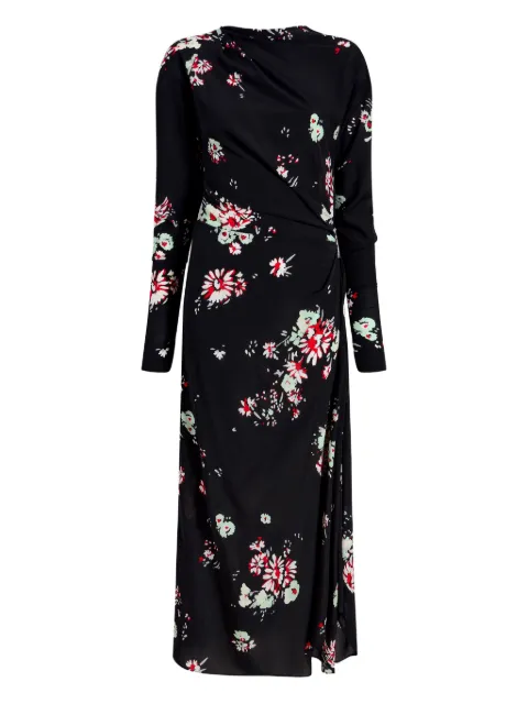 Proenza Schouler floral-print draped asymmetric day dress Black R2543027BYP297S