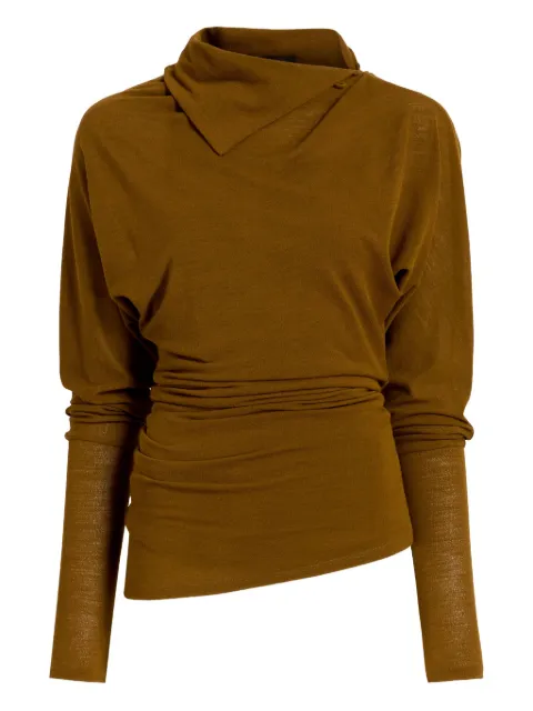Proenza Schouler drapped-neck pleated top Brown R2544022JY108