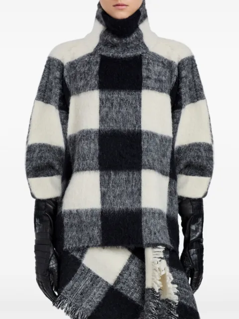 Proenza Schouler high-neck check wool top Black R2547288KW192