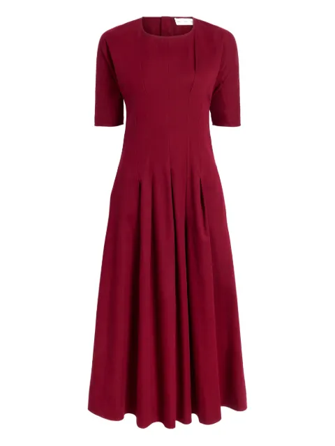 Proenza Schouler White Label Ainsley pleated short-sleeve midi dress Red WL2543588AC145