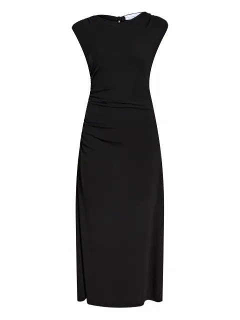 Proenza Schouler White Label Mimi gathered-shoulder midi dress Black WL2543595JY127