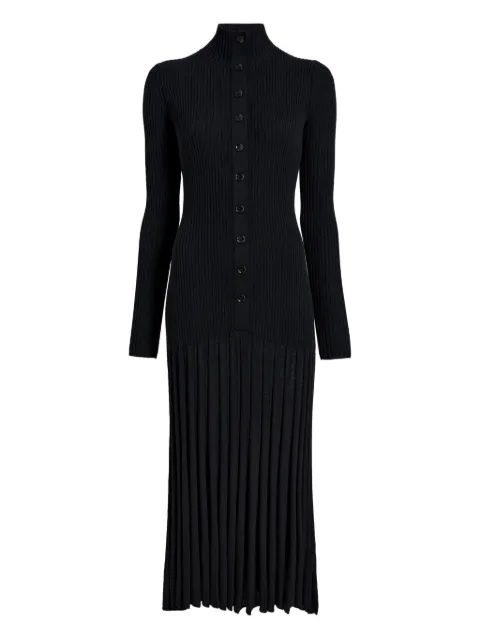 Proenza Schouler ribbed pleated midi day dress Black R2547274KW117