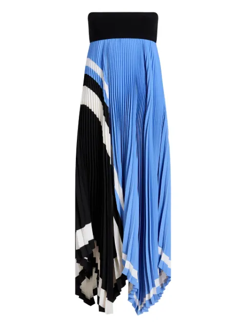 Proenza Schouler pleated patterned asymmetric party dress Blue R2543008BY355