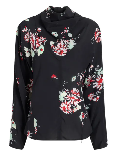 Proenza Schouler cowl-neck floral blouse Black R2544001BYP297S