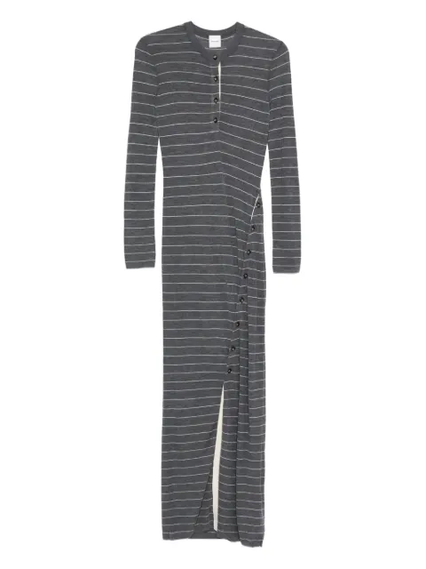 Nanushka Dakoa striped button-front maxi dress Grey NW25PFDR03994