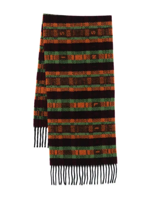 Henrik Vibskov plaid-pattern fringed scarf Orange AW25STUDA917