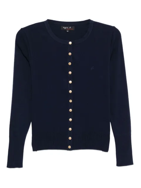 agnès b. logo snap cardigan Blue EV46K508