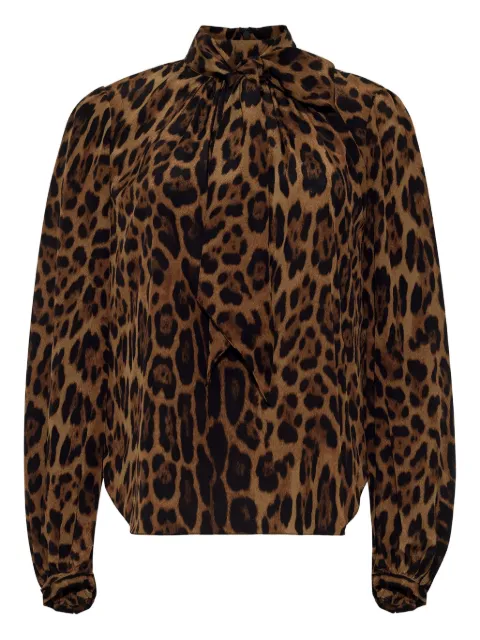 Adam Lippes Joan leopard-print pussy-bow blouse Brown F25126CC