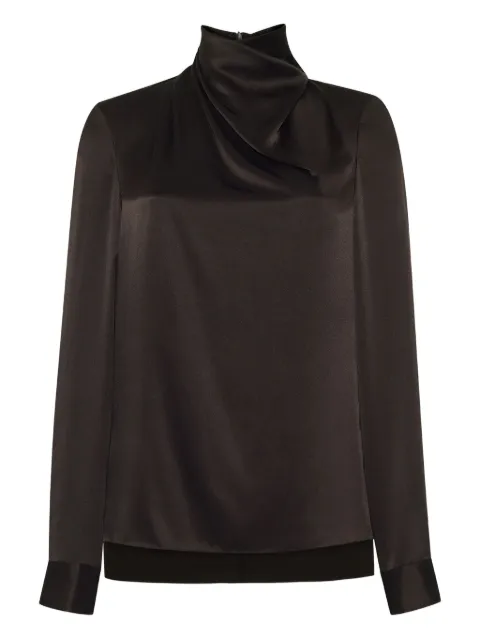 Adam Lippes Mizner high-neck charmeuse top Brown F25104DC