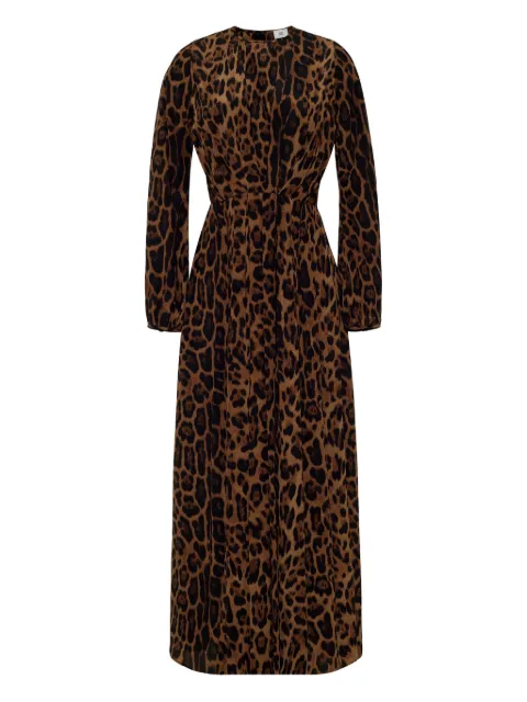 Adam Lippes leopard- print pleated dress Brown F25742CC