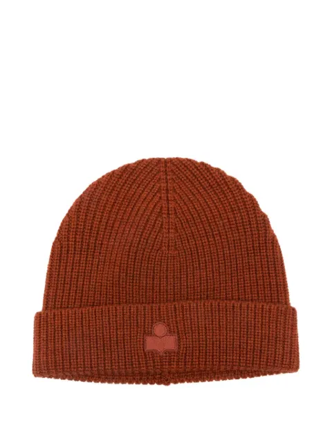 MARANT ribbed logo beanie Brown BE015MHAA4L01J