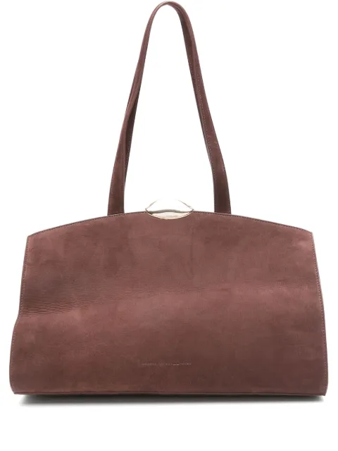 Benedetta Bruzziches curved-top suede shoulder bag Brown 0102