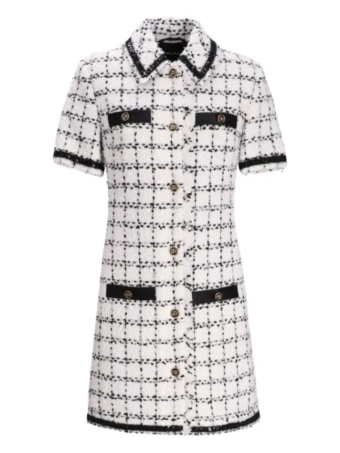 Karl Lagerfeld tweed check short-sleeve mini dress White A3W130312DD