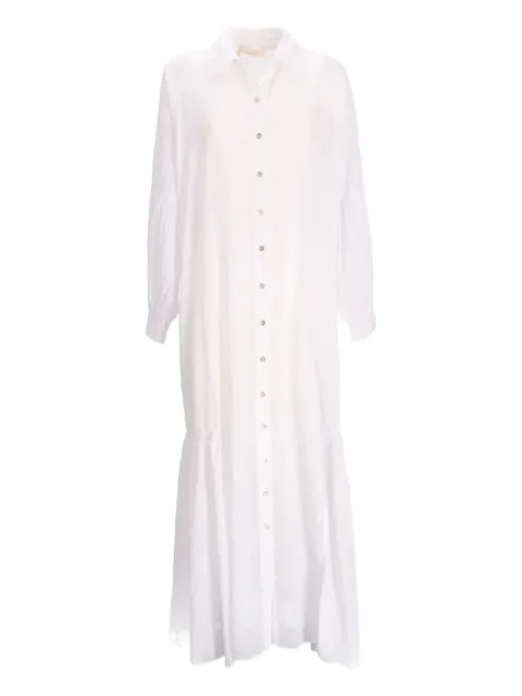 Devotion button-front tiered shirt maxi dress White 025330G