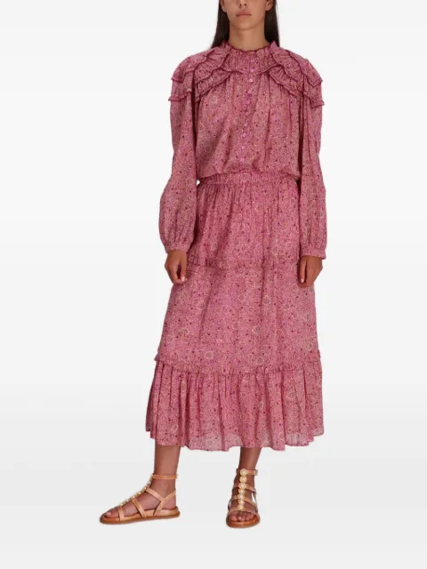 MARANT ÉTOILE ruffled print long skirt Pink JU0239FAC3J06E