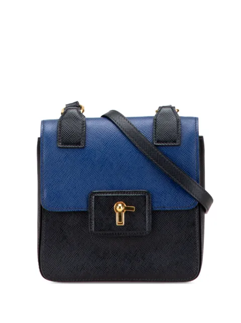 Prada Pre-Owned 2000-2025 Bicolor Saffiano Cuir Flap crossbody bag Black H78S68M4LGU8LK4C
